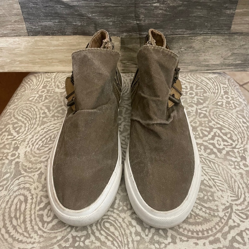 Blowfish Malibu Marcella Brown Canvas Double Buckle High Top Sneakers Womens 8M